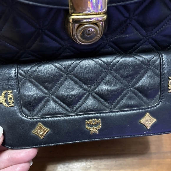 MCM Black Quilted Backpack with Gold Accents main image 5